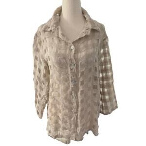 Sagimar Beige 100% Linen Sheer Italian Line Women's Size Small | 36-40